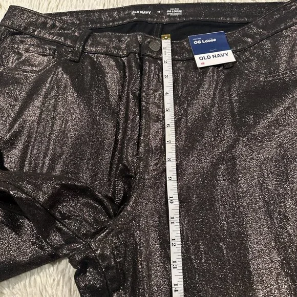 Old Navy 18 NWT OG Loose fit high rise black shimmer jeans stretch - Picture 9 of 12